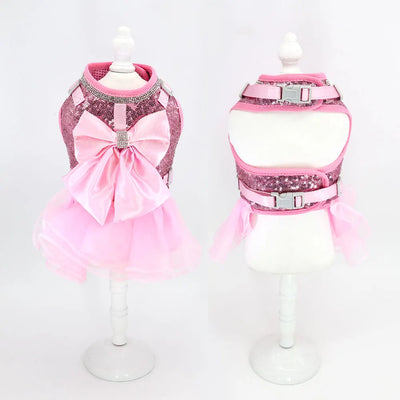 Cute Dog Cat Harness Leash Set Breathable Bowknot Puppy Kitten Vest Nylon Leashes For Small Medium Dogs Cats Pet Accessories Pug
