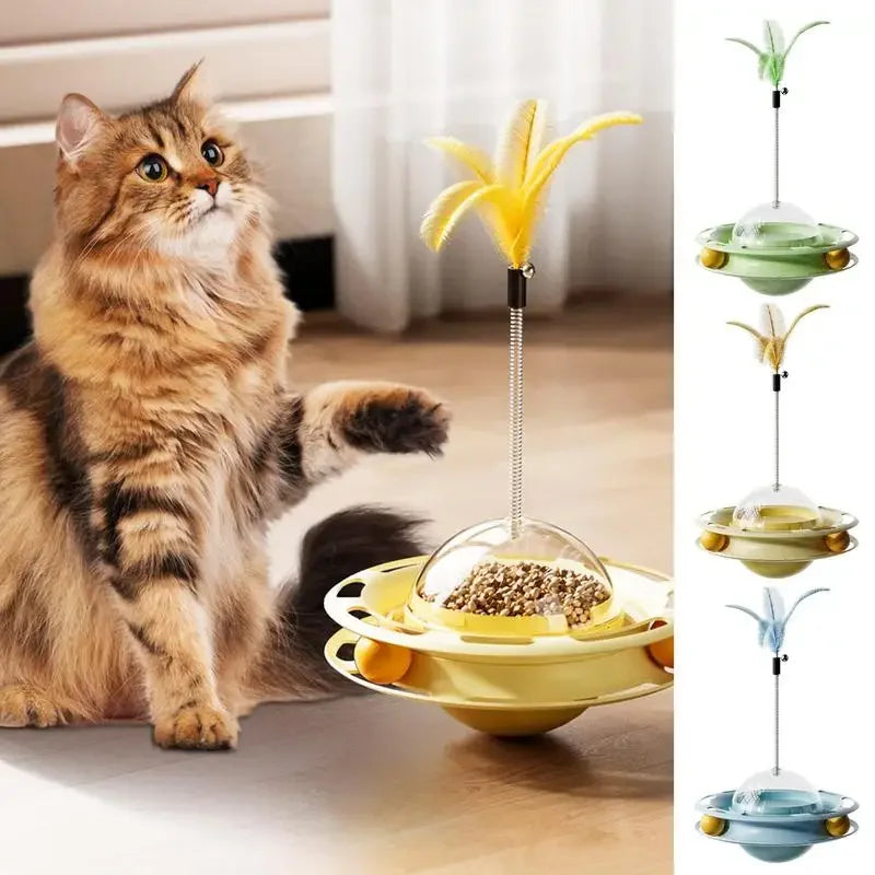 Funny Cat Teaser Toy Kitten Funny Feathers Teaser Food Dispenser Toy Slow Food Dispenser Kitten Toys With Ball For Indoor