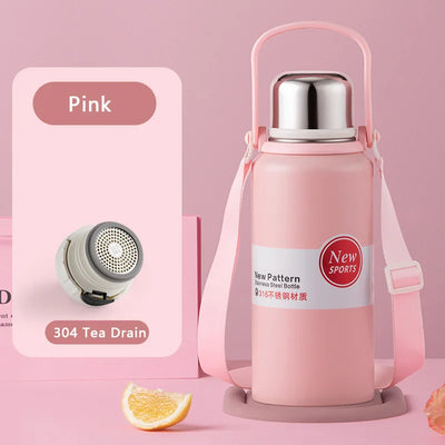 2000ML Thermal Water Bottle Large Capacity With Straw Stainless Steel Thermos Bottle Cold and Hot Water Bottle Sport Thermos Cup