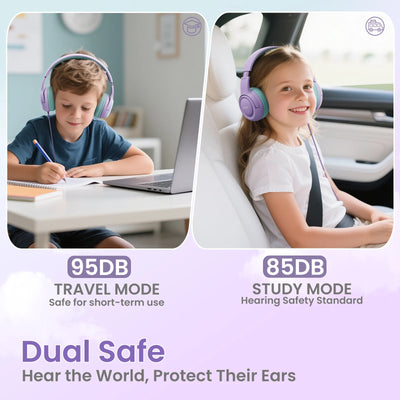 Acer Kids Headphones Wired for School 85/94dB Volume Limiter Foldable Stereo Sound Headset for Kids Learning Tablet IPad PC